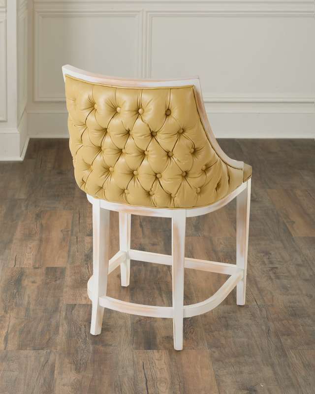 Kellie Tufted Leather 24" Counter Stool